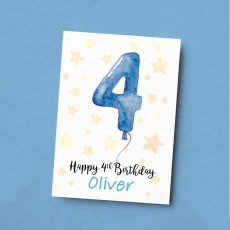 Personalised 4th Birthday Card For Boy Custom Name Card For Boy Forth Birthday Card For Child Birthday Card for Boy Custom 4th Birthday