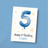 Personalised 5th Birthday Card For Boy Custom Name Card For Boy Fifth Birthday Card For Child Birthday Card for Boy Custom 5th Birthday