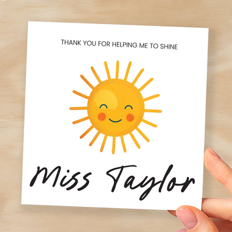 Personalised Teacher Card Thank You Teacher Card Thank Customisable Thank You Teacher Card For Primary School Leavers Help Me Shine