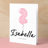 Personalised 2nd Birthday Card For Girl Two Year Old Birthday Card Custom Card For Second Birthday For Girl Happy 2nd Birthday Card