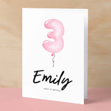 Personalised 3rd Birthday Card For Girl Three Year Old Birthday Card Custom Card For Third Birthday For Girl Happy 3rd Birthday Card