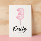 Personalised 3rd Birthday Card For Girl Three Year Old Birthday Card Custom Card For Third Birthday For Girl Happy 3rd Birthday Card