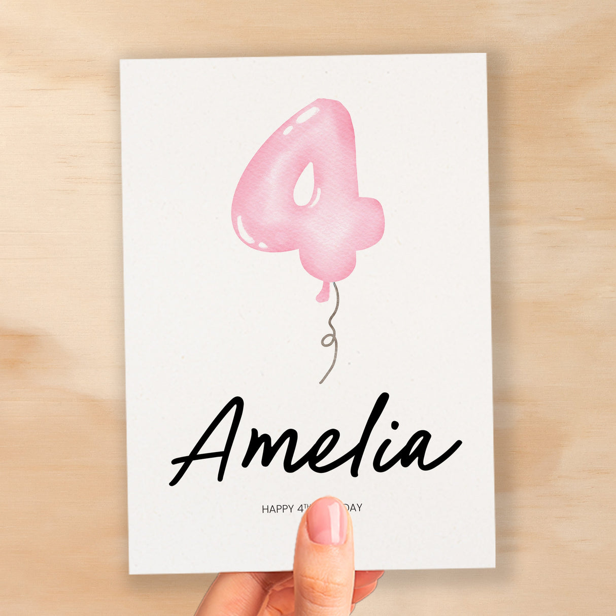 Personalised 4th Birthday Card For Girl Four Year Old Birthday Card Custom Card For Fourth Birthday For Girl Happy 4th Birthday Card