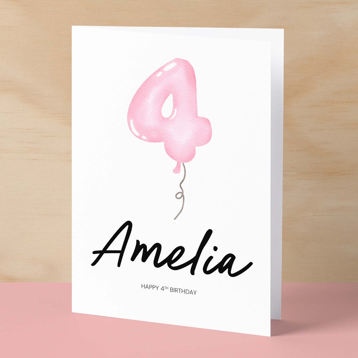 Personalised 4th Birthday Card For Girl Four Year Old Birthday Card Custom Card For Fourth Birthday For Girl Happy 4th Birthday Card