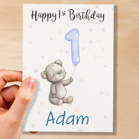 Personalised 1st, 2nd, 3rd, 4th, 5th Birthday Card for Son, Grandson, Nephew, Godson, Boys Teddy Bear Card