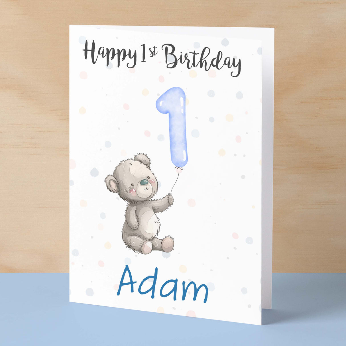 Personalised 1st, 2nd, 3rd, 4th, 5th Birthday Card for Son, Grandson, Nephew, Godson, Boys Teddy Bear Card