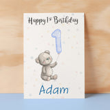 Personalised 1st, 2nd, 3rd, 4th, 5th Birthday Card for Son, Grandson, Nephew, Godson, Boys Teddy Bear Card