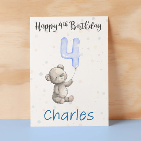 Personalised 1st, 2nd, 3rd, 4th, 5th Birthday Card for Son, Grandson, Nephew, Godson, Boys Teddy Bear Card