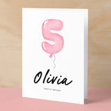 Personalised 5th Birthday Card For Girl Five Year Old Birthday Card Custom Card For Fifth Birthday For Girl Happy 5th Birthday Card