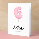 Personalised 6th Birthday Card For Girl Six Year Old Birthday Card Custom Card For Sixth Birthday For Girl Happy 6th Birthday Card