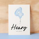 Personalised 4th Birthday Card For Boy Four Year Old Birthday Card Custom Card For Fourth Birthday For Boy Happy 4th Birthday Card