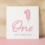 Personalisable 1st Birthday Card For Girl One Year Old Birthday Card Custom Card For First Birthday For Girl Happy 1st Birthday Card