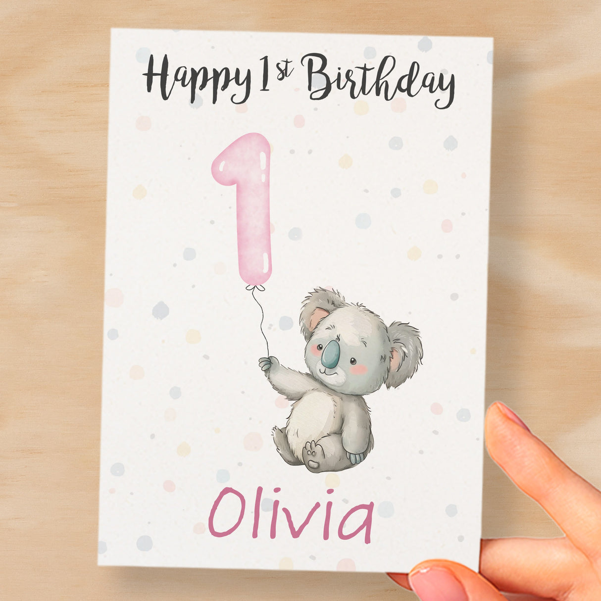 Personalised 1st, 2nd, 3rd, 4th, 5th Birthday Card for Daughter, Granddaughter, Niece, Goddaughter Girls Koala Card