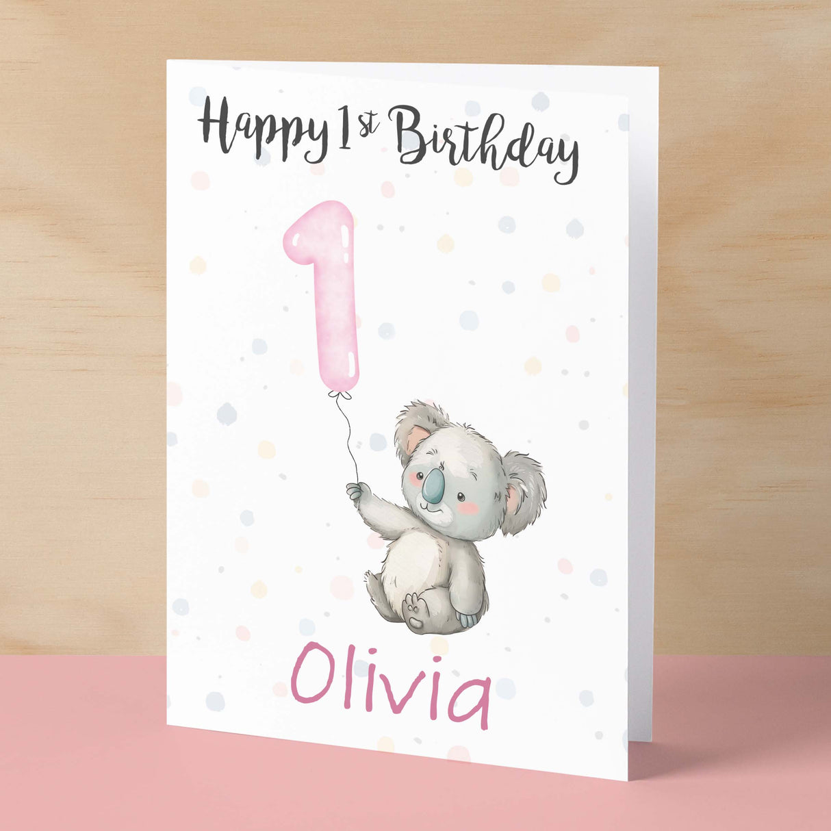 Personalised 1st, 2nd, 3rd, 4th, 5th Birthday Card for Daughter, Granddaughter, Niece, Goddaughter Girls Koala Card