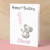 Personalised 1st, 2nd, 3rd, 4th, 5th Birthday Card for Daughter, Granddaughter, Niece, Goddaughter Girls Koala Card