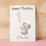 Personalised 1st, 2nd, 3rd, 4th, 5th Birthday Card for Daughter, Granddaughter, Niece, Goddaughter Girls Koala Card