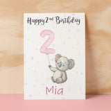 Personalised 1st, 2nd, 3rd, 4th, 5th Birthday Card for Daughter, Granddaughter, Niece, Goddaughter Girls Koala Card