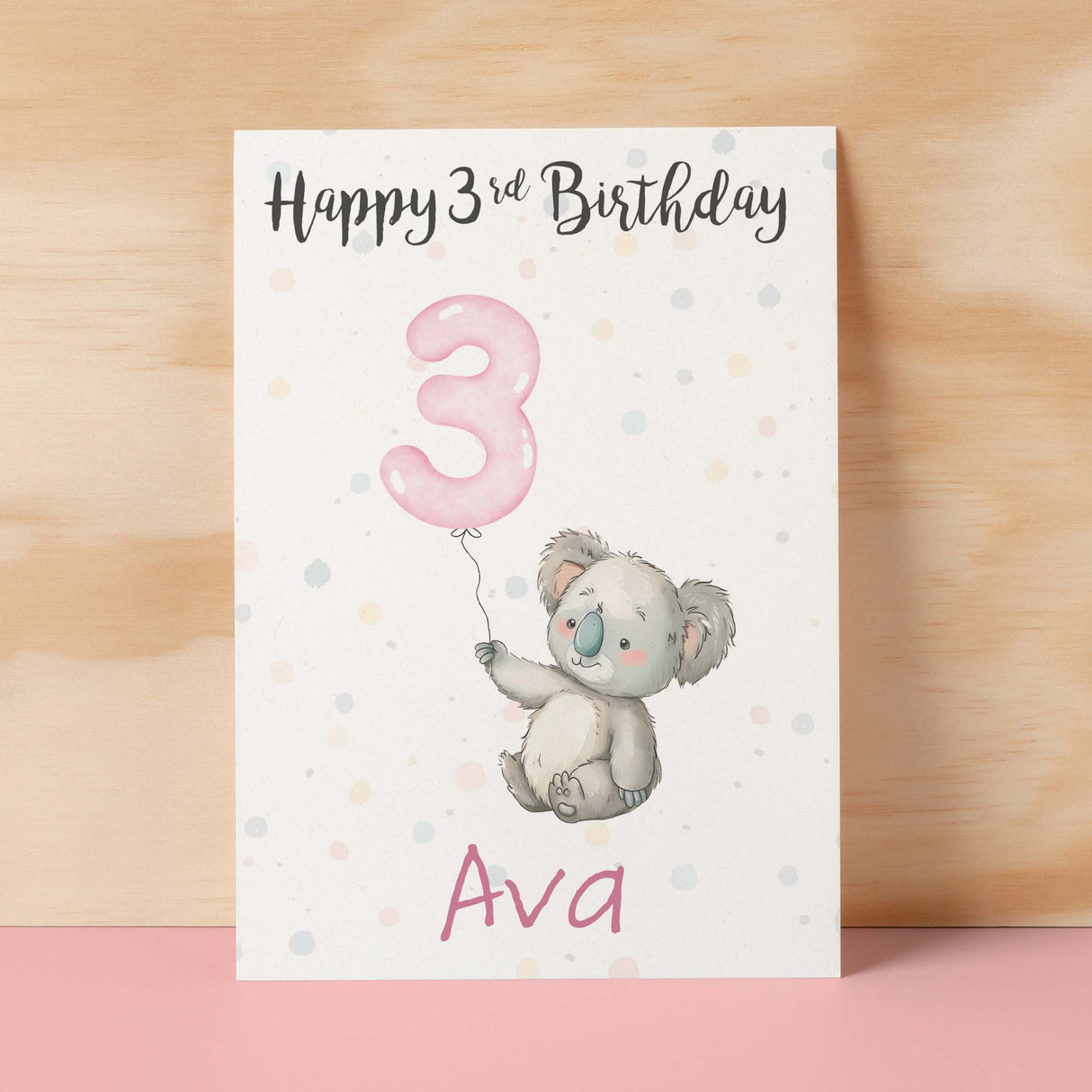 Personalised 1st, 2nd, 3rd, 4th, 5th Birthday Card for Daughter, Granddaughter, Niece, Goddaughter Girls Koala Card