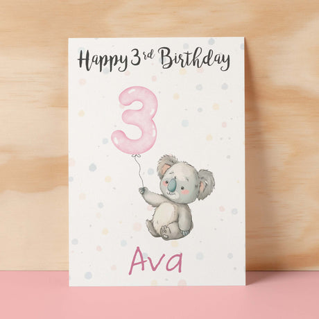 Personalised 1st, 2nd, 3rd, 4th, 5th Birthday Card for Daughter, Granddaughter, Niece, Goddaughter Girls Koala Card