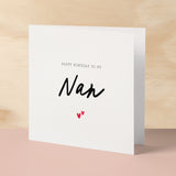 Birthday Card For Nan Happy Birthday Card For Nan Simple Birthday Card For Nan Love Hearts Birthday Card For Nan