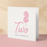 Personalisable 2nd Birthday Card For Girl Two Year Old Birthday Card Custom Card For Second Birthday For Girl Happy 2nd Birthday Card