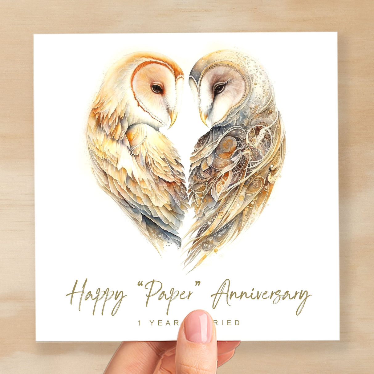 1st Anniversary Card Paper Anniversary 1 Year Anniversary Card For Husband Owl Anniversary Card For Wife One Year Anniversary Card