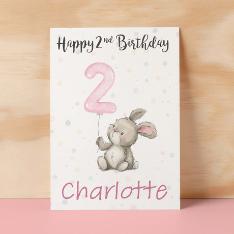 Personalised 1st, 2nd, 3rd, 4th, 5th Birthday Card for Daughter, Granddaughter, Niece, Goddaughter Girls Bunny Rabbit Card