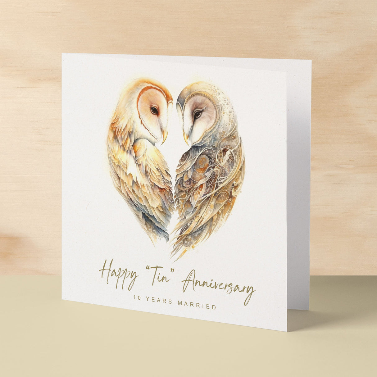 10th Anniversary Card Tin Anniversary 10 Year Anniversary Card For Husband Owl Anniversary Card For Wife Ten Year Anniversary Card