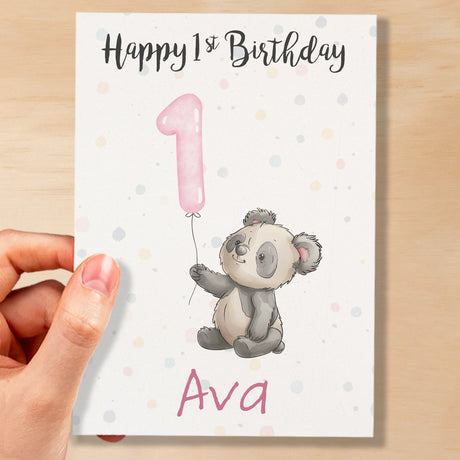 Personalised 1st, 2nd, 3rd, 4th, 5th Birthday Card for Daughter, Granddaughter, Niece, Goddaughter Girls Panda Card