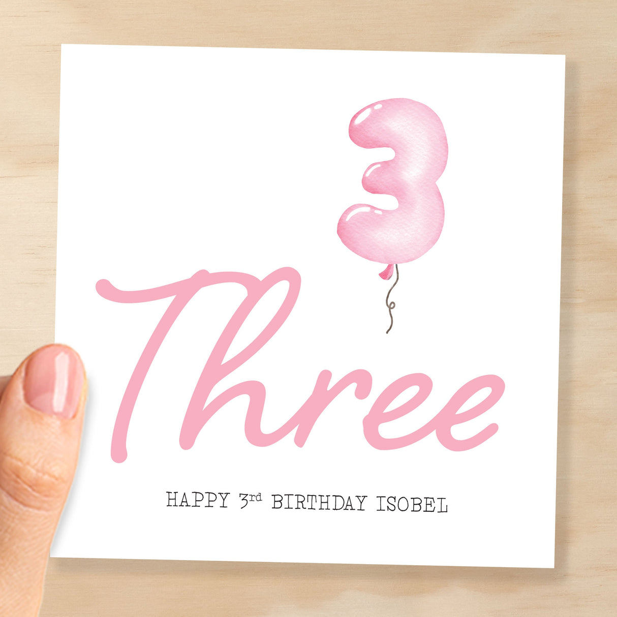 Personalisable 3rd Birthday Card For Girl Three Year Old Birthday Card Custom Card For Third Birthday For Girl Happy 3rd Birthday Card