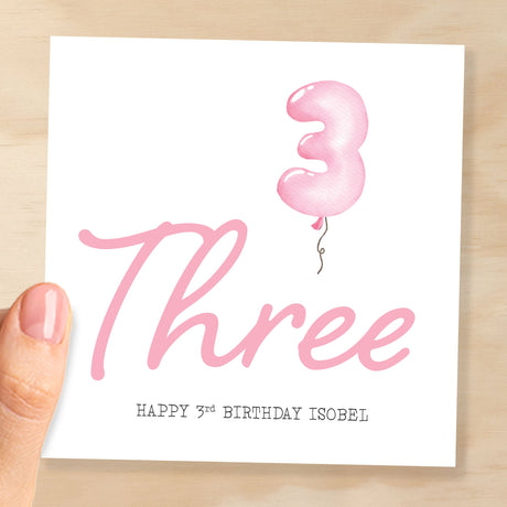 Personalisable 3rd Birthday Card For Girl Three Year Old Birthday Card Custom Card For Third Birthday For Girl Happy 3rd Birthday Card