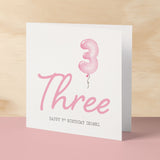 Personalisable 3rd Birthday Card For Girl Three Year Old Birthday Card Custom Card For Third Birthday For Girl Happy 3rd Birthday Card