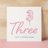 Personalisable 3rd Birthday Card For Girl Three Year Old Birthday Card Custom Card For Third Birthday For Girl Happy 3rd Birthday Card