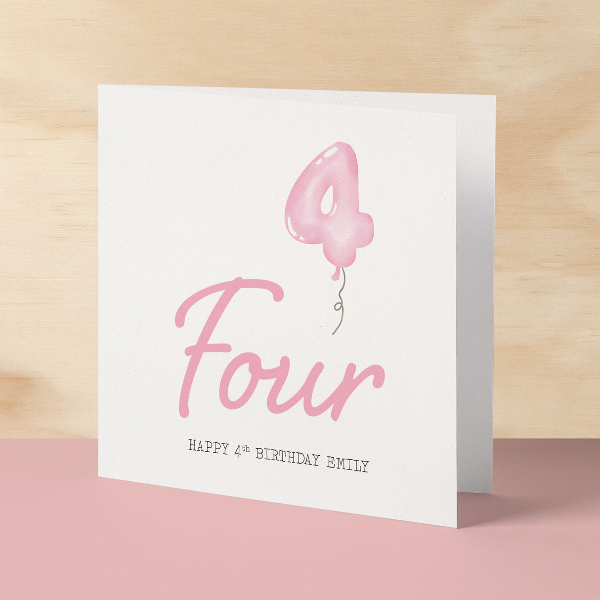 Personalisable 4th Birthday Card For Girl Four Year Old Birthday Card Custom Card For Fourth Birthday For Girl Happy 4th Birthday Card