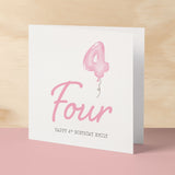 Personalisable 4th Birthday Card For Girl Four Year Old Birthday Card Custom Card For Fourth Birthday For Girl Happy 4th Birthday Card