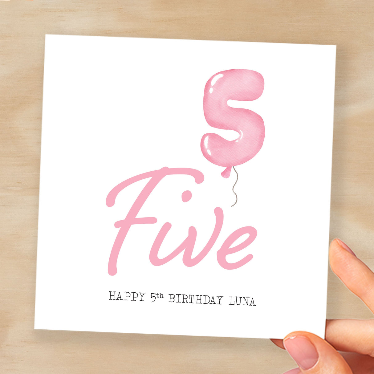 Personalisable 5th Birthday Card For Girl Five Year Old Birthday Card Custom Card For Fifth Birthday For Girl Happy 5th Birthday Card