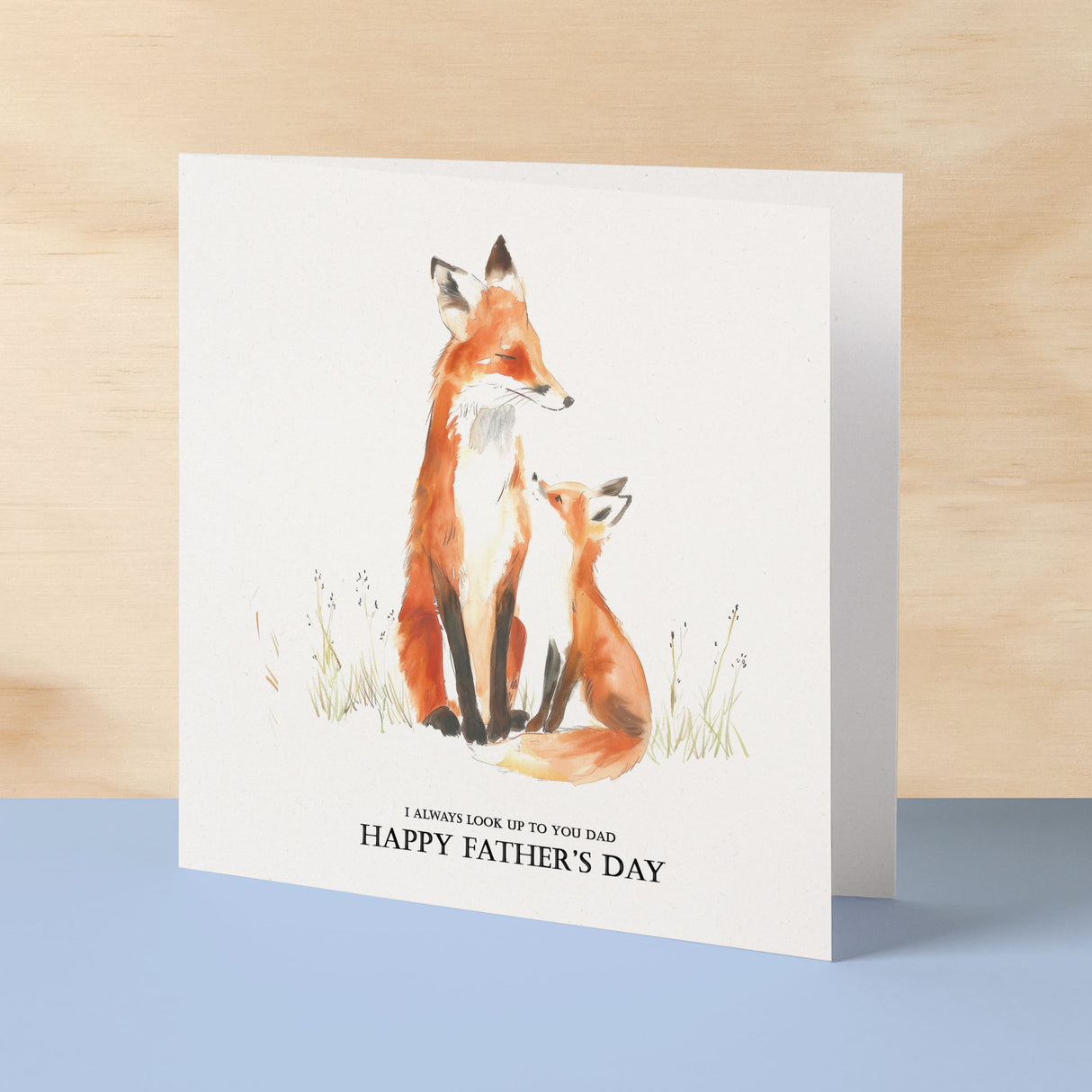 Father's Day Card For Dad Fox and Cub Illustration Simple Father's Day Card I always look up to you Dad Father's Day Gift