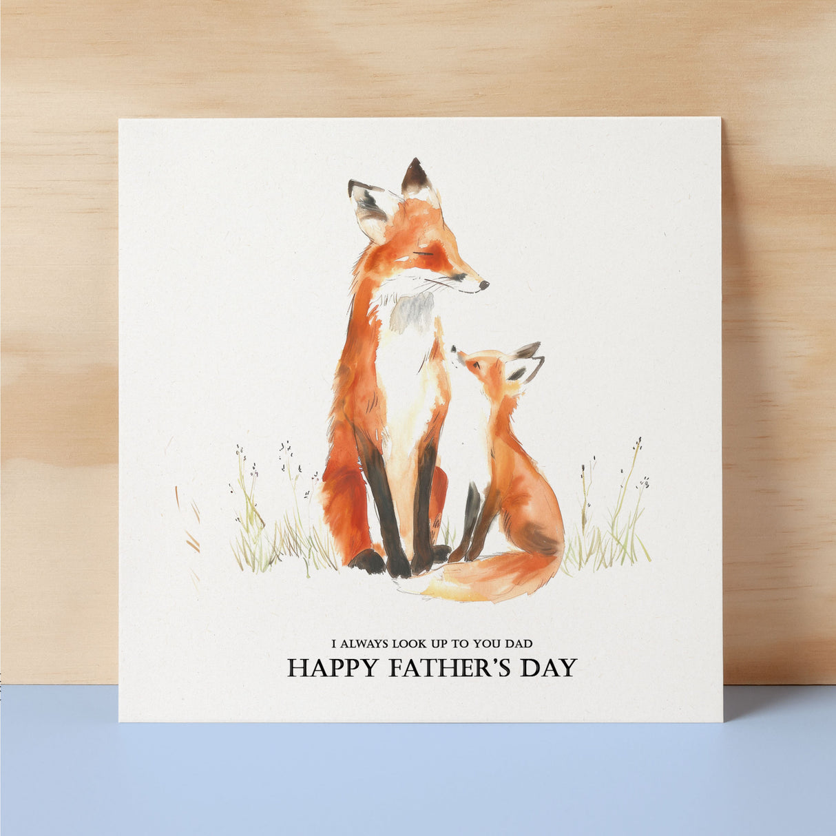 Father's Day Card For Dad Fox and Cub Illustration Simple Father's Day Card I always look up to you Dad Father's Day Gift