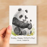 Personalised Father's Day Card For Daddy Cute Panda Bear and Cub Illustration Father's Day Card For Dad Father's Day Gift From Child