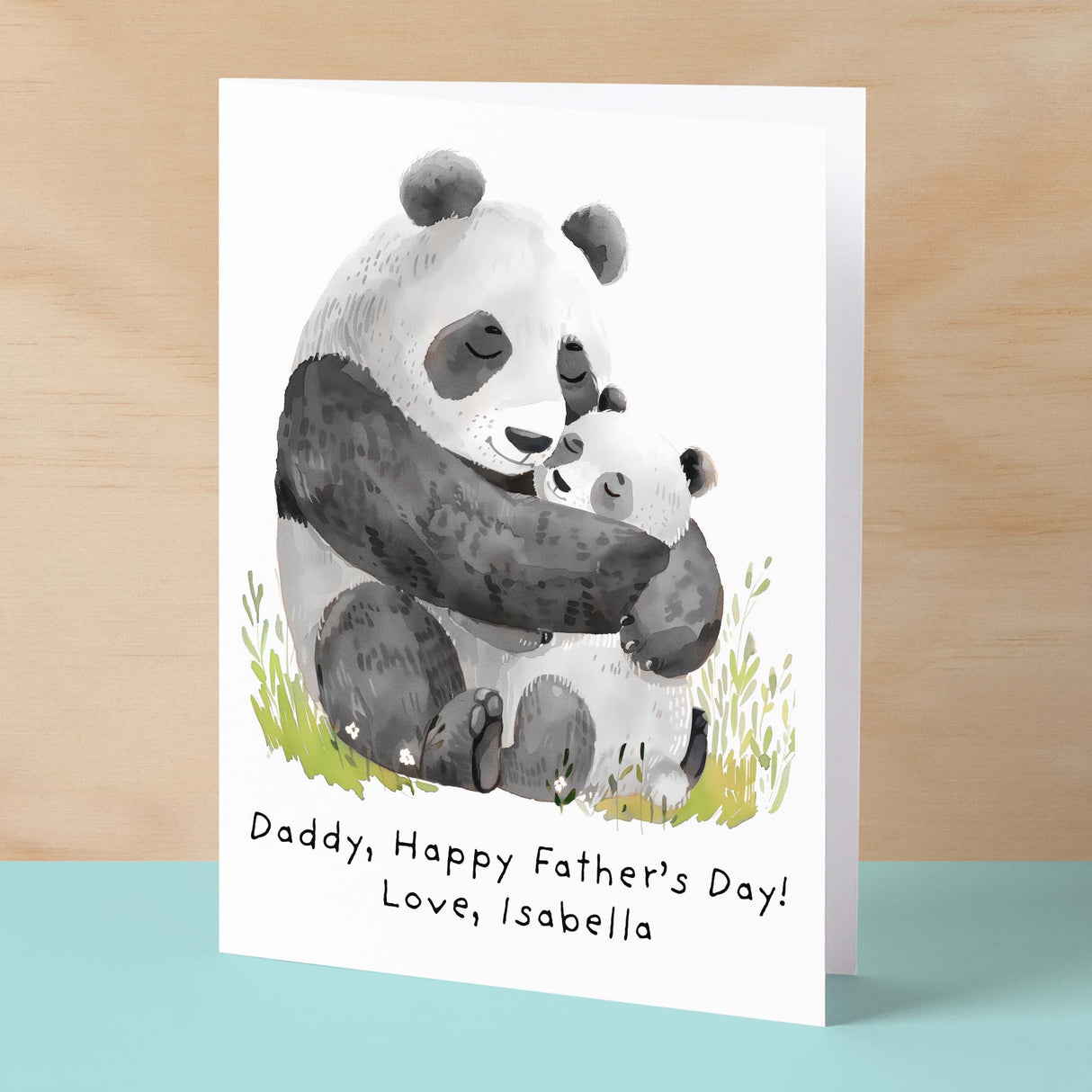 Personalised Father's Day Card For Daddy Cute Panda Bear and Cub Illustration Father's Day Card For Dad Father's Day Gift From Child