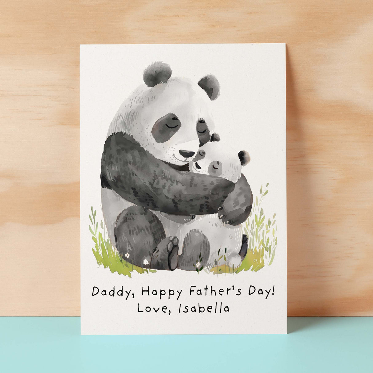 Personalised Father's Day Card For Daddy Cute Panda Bear and Cub Illustration Father's Day Card For Dad Father's Day Gift From Child