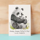 Personalised Father's Day Card For Daddy Cute Panda Bear and Cub Illustration Father's Day Card For Dad Father's Day Gift From Child