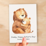 Personalised Father's Day Card For Daddy Cute Lion and Cub Illustration Father's Day Card For Dad Father's Day Gift From Child