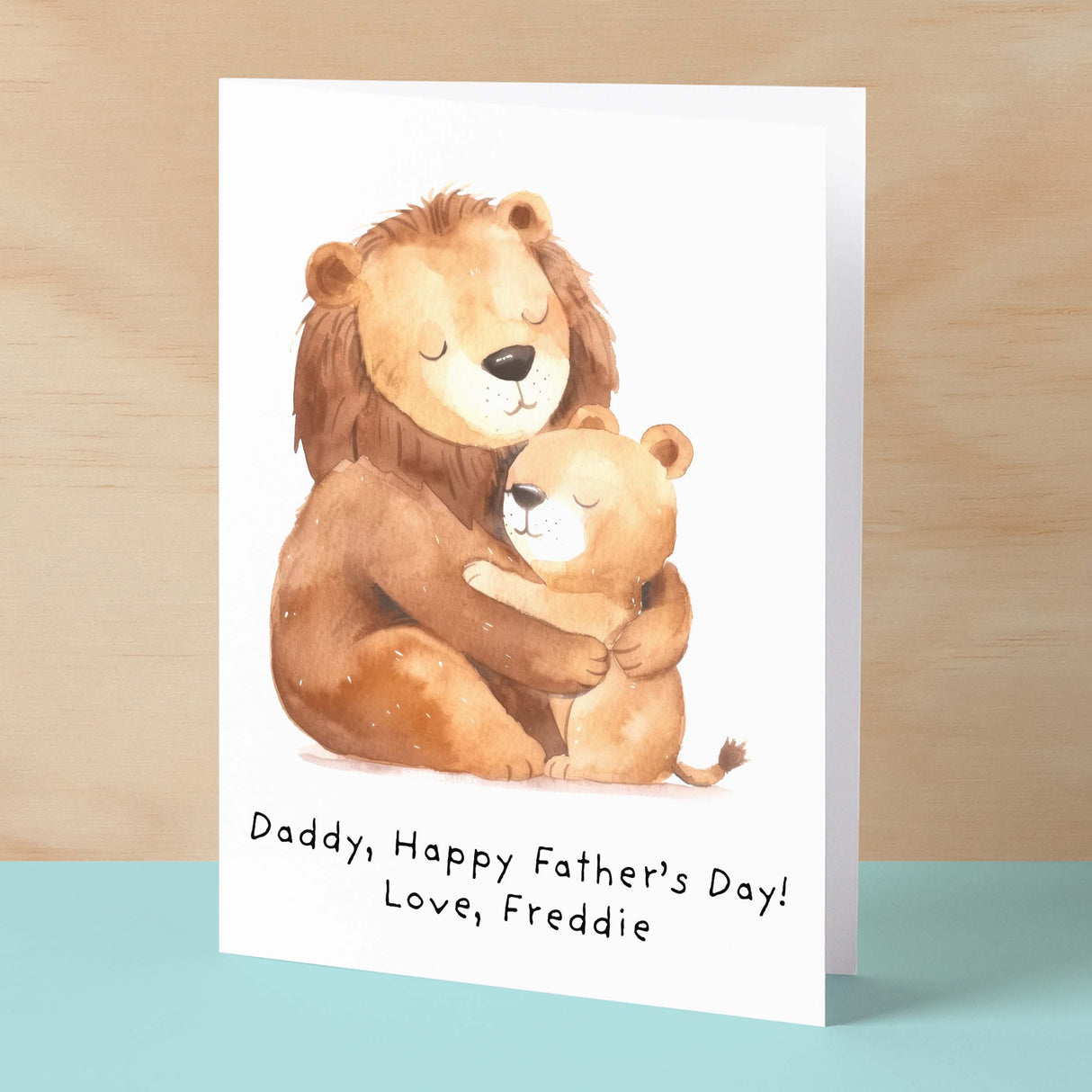 Personalised Father's Day Card For Daddy Cute Lion and Cub Illustration Father's Day Card For Dad Father's Day Gift From Child