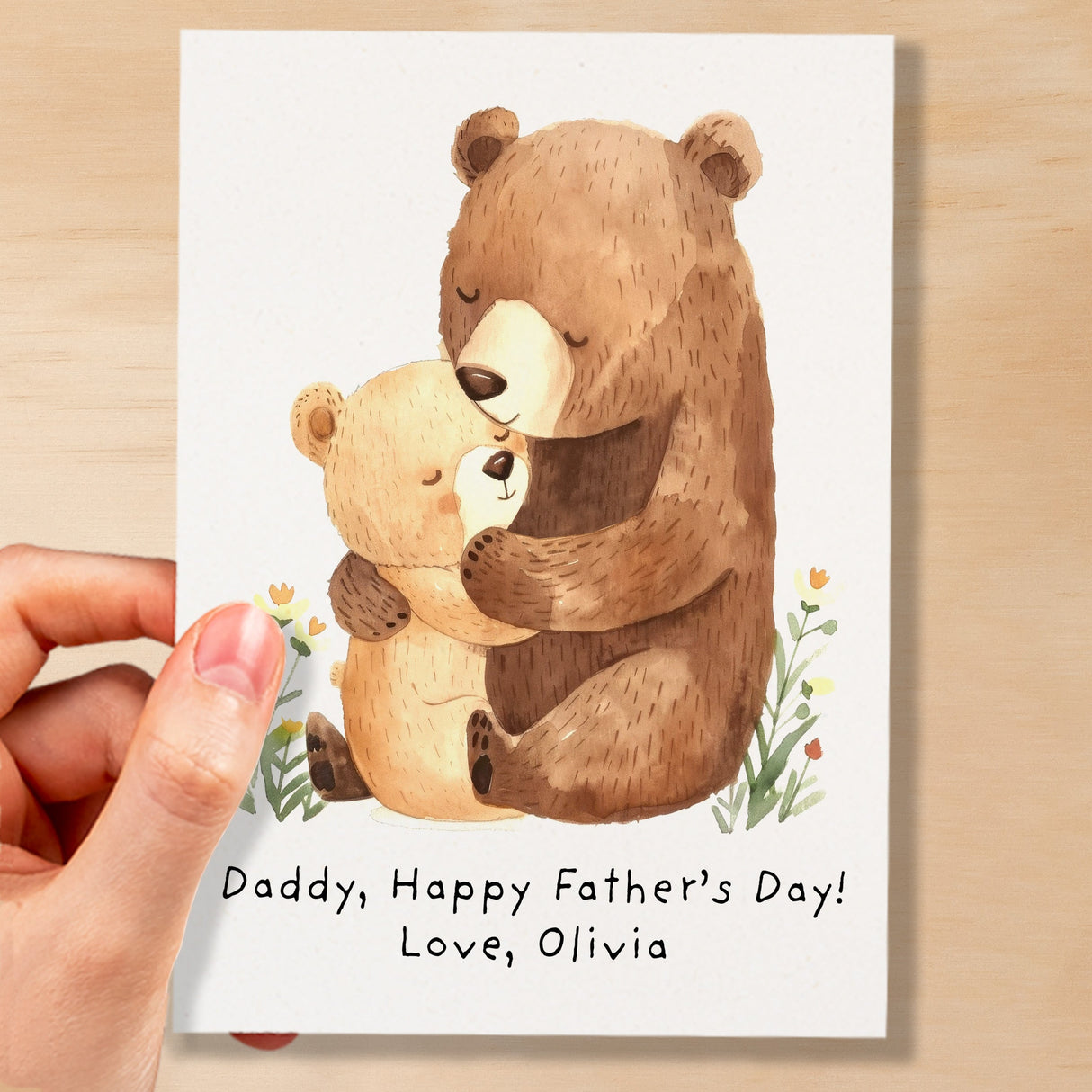 Personalised Father's Day Card For Daddy Cute Bear and Cub Illustration Father's Day Card For Dad Father's Day Gift From Child