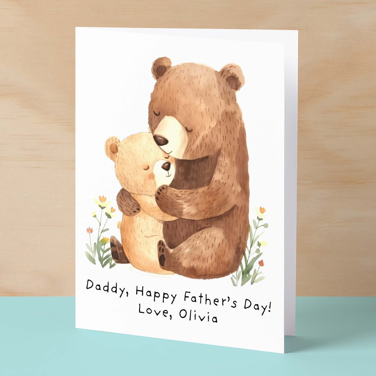 Personalised Father's Day Card For Daddy Cute Bear and Cub Illustration Father's Day Card For Dad Father's Day Gift From Child