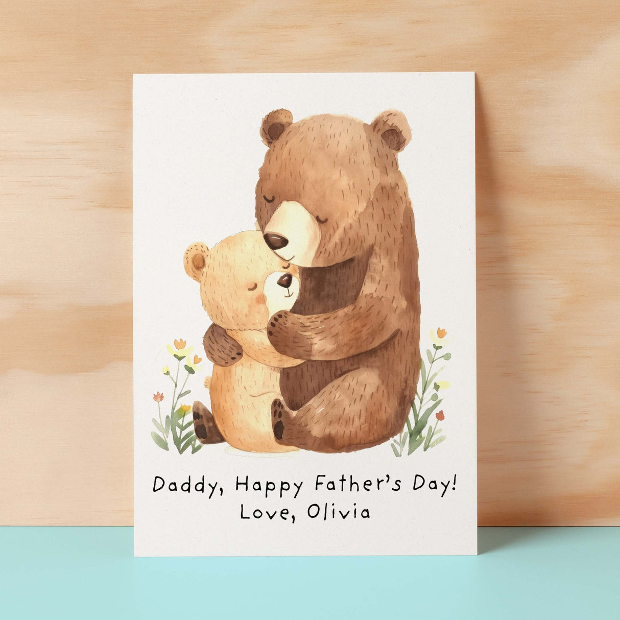 Personalised Father's Day Card For Daddy Cute Bear and Cub Illustration Father's Day Card For Dad Father's Day Gift From Child