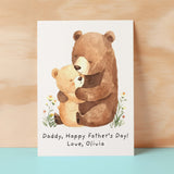 Personalised Father's Day Card For Daddy Cute Bear and Cub Illustration Father's Day Card For Dad Father's Day Gift From Child