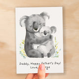 Personalised Father's Day Card For Daddy Cute Koala and Joey Illustration Father's Day Card For Dad Father's Day Gift From Child