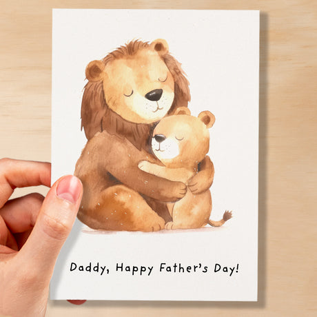 Father's Day Card For Daddy Cute Lion and Cub Illustration Father's Day Card For Dad Father's Day Gift From Child